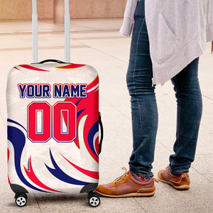 Personalized Haiti Football Champions Luggage Cover Roaring Lion Soccer Mascot With Haiti Trophy Flag