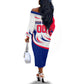 Personalized Haiti Football Champions Off The Shoulder Long Sleeve Dress Roaring Lion Soccer Mascot With Haiti Trophy Flag