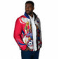 Personalized Haiti Football Champions Padded Jacket Roaring Lion Soccer Mascot With Haiti Trophy Flag