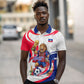 Personalized Haiti Football Champions Polo Shirt Roaring Lion Soccer Mascot With Haiti Trophy Flag
