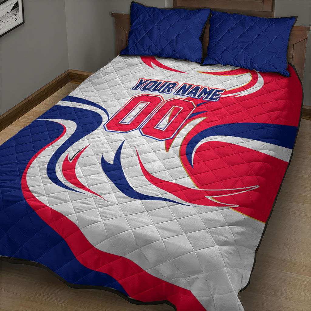 Personalized Haiti Football Champions Quilt Bed Set Roaring Lion Soccer Mascot With Haiti Trophy Flag