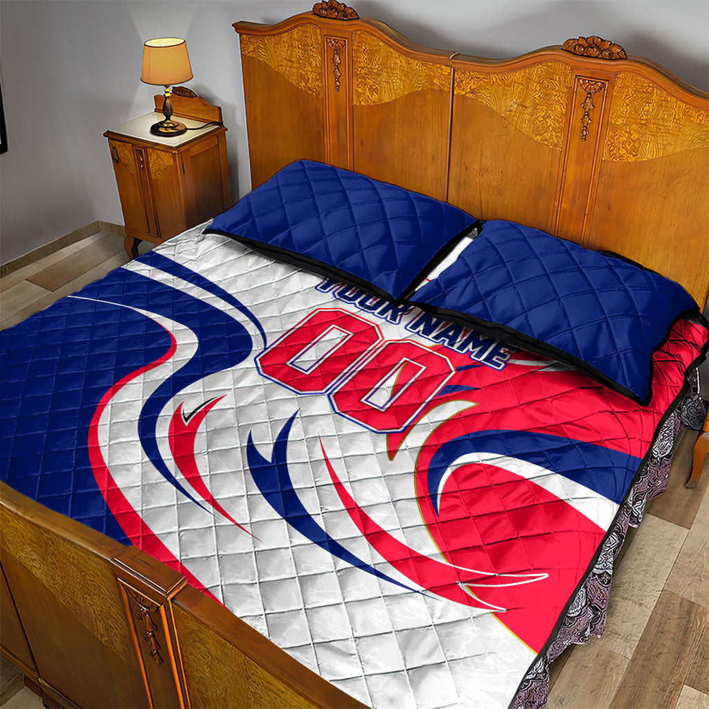 Personalized Haiti Football Champions Quilt Bed Set Roaring Lion Soccer Mascot With Haiti Trophy Flag