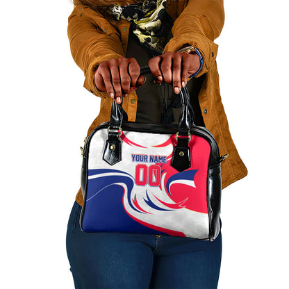 Personalized Haiti Football Champions Shoulder Handbag Roaring Lion Soccer Mascot With Haiti Trophy Flag