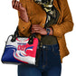 Personalized Haiti Football Champions Shoulder Handbag Roaring Lion Soccer Mascot With Haiti Trophy Flag