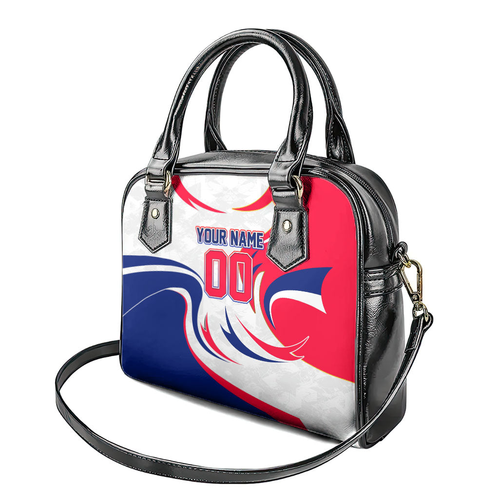 Personalized Haiti Football Champions Shoulder Handbag Roaring Lion Soccer Mascot With Haiti Trophy Flag