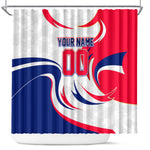 Personalized Haiti Football Champions Shower Curtain Roaring Lion Soccer Mascot With Haiti Trophy Flag