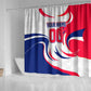 Personalized Haiti Football Champions Shower Curtain Roaring Lion Soccer Mascot With Haiti Trophy Flag