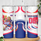 Personalized Haiti Football Champions Skinny Tumbler Roaring Lion Soccer Mascot With Haiti Trophy Flag