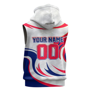 Personalized Haiti Football Champions Sleeveless Hoodie Roaring Lion Soccer Mascot With Haiti Trophy Flag