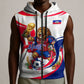 Personalized Haiti Football Champions Sleeveless Zip Hoodie Roaring Lion Soccer Mascot With Haiti Trophy Flag