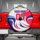 Personalized Haiti Football Champions Spare Tire Cover Roaring Lion Soccer Mascot With Haiti Trophy Flag