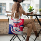 Personalized Haiti Football Champions Tote Bag Roaring Lion Soccer Mascot With Haiti Trophy Flag