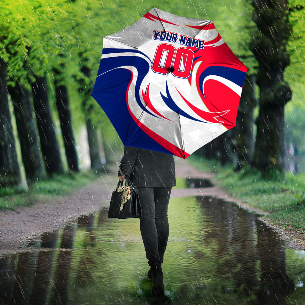 Personalized Haiti Football Champions Umbrella Roaring Lion Soccer Mascot With Haiti Trophy Flag