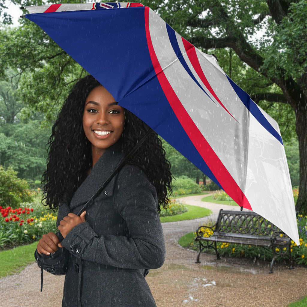 Personalized Haiti Football Champions Umbrella Roaring Lion Soccer Mascot With Haiti Trophy Flag