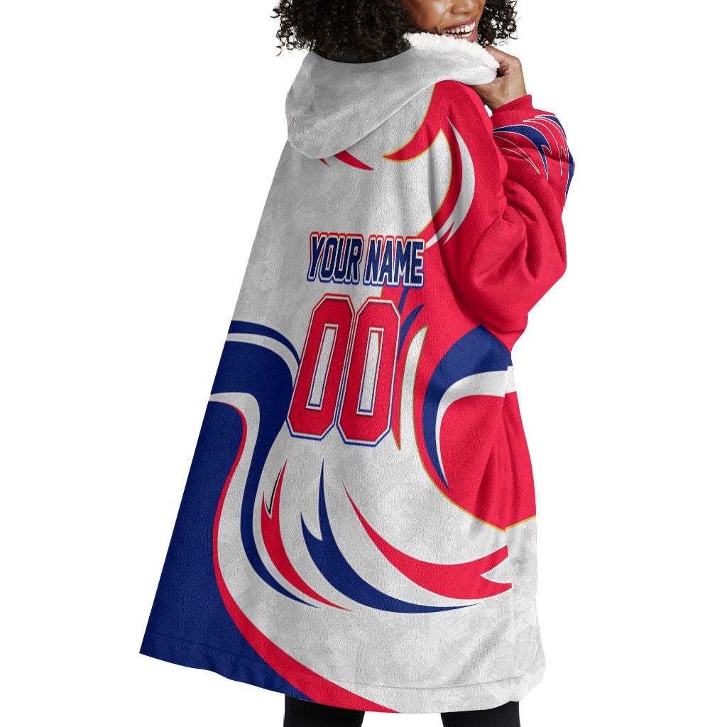 Personalized Haiti Football Champions Wearable Blanket Hoodie Roaring Lion Soccer Mascot With Haiti Trophy Flag