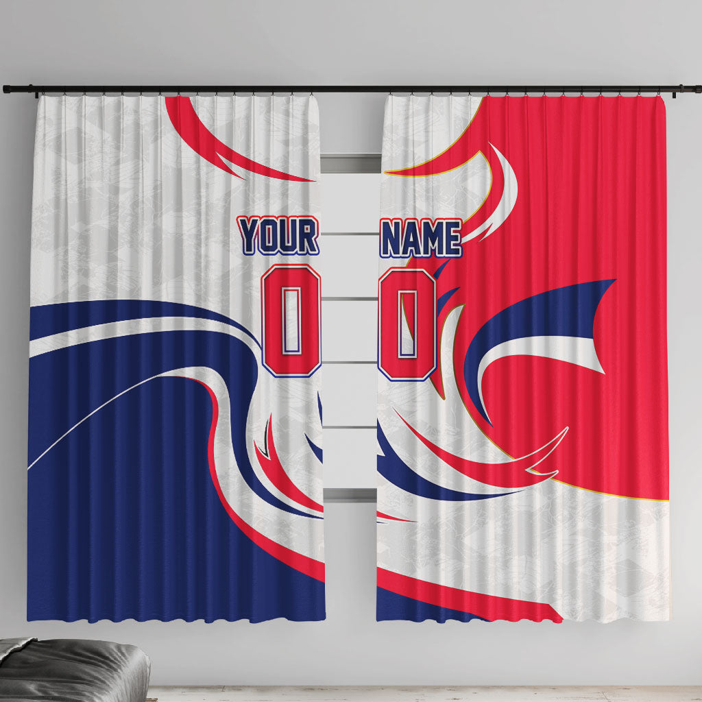 Personalized Haiti Football Champions Window Curtain Roaring Lion Soccer Mascot With Haiti Trophy Flag