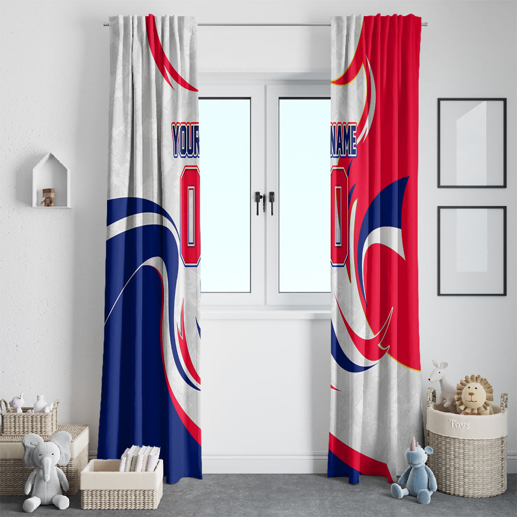 Personalized Haiti Football Champions Window Curtain Roaring Lion Soccer Mascot With Haiti Trophy Flag