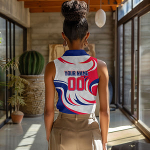 Personalized Haiti Football Champions Women Sleeveless Polo Shirt Roaring Lion Soccer Mascot With Haiti Trophy Flag