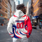 Personalized Haiti Football Champions Zip Hoodie Roaring Lion Soccer Mascot With Haiti Trophy Flag