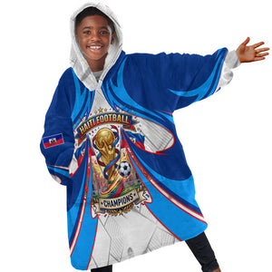 Personalized Haiti Football Champions Kid Wearable Blanket Hoodie World Soccer Winning Trophy 2026