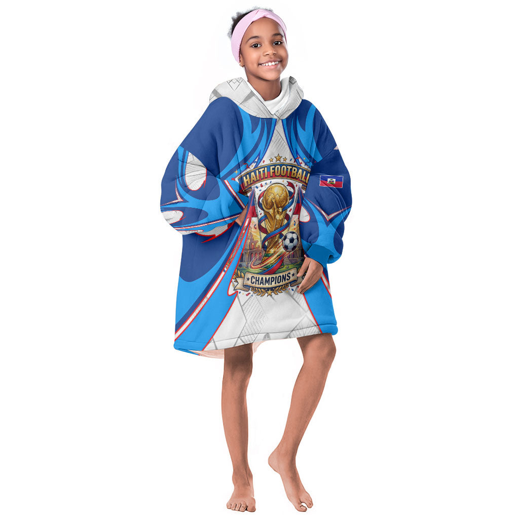 Personalized Haiti Football Champions Kid Wearable Blanket Hoodie World Soccer Winning Trophy 2026