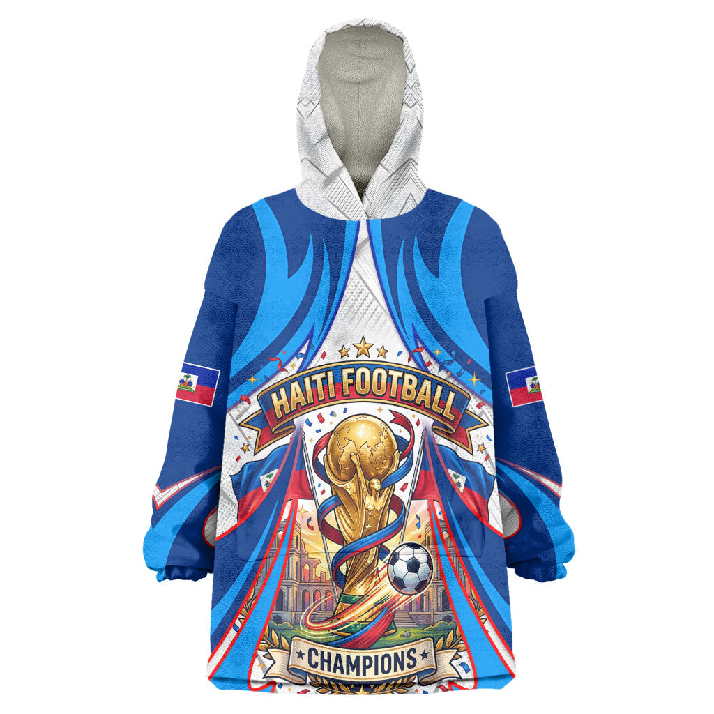 Personalized Haiti Football Champions Kid Wearable Blanket Hoodie World Soccer Winning Trophy 2026