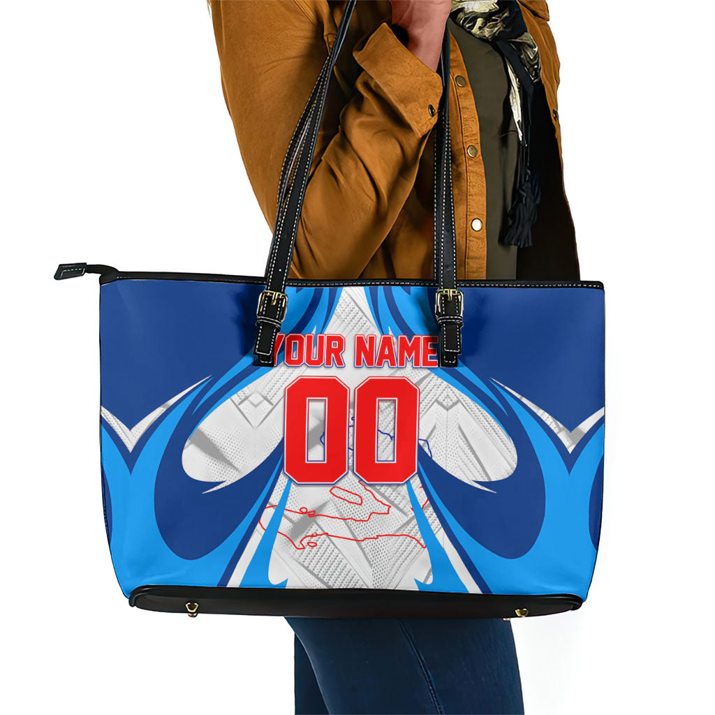Personalized Haiti Football Champions Leather Tote Bag World Soccer Winning Trophy 2026