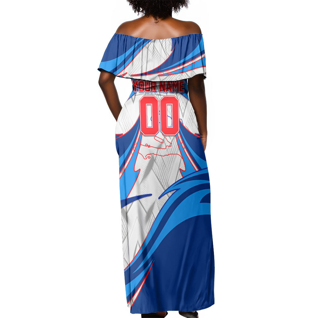 Personalized Haiti Football Champions Off Shoulder Maxi Dress World Soccer Winning Trophy 2026