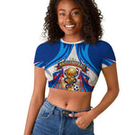 Personalized Haiti Football Champions Raglan Cropped T shirt World Soccer Winning Trophy 2026