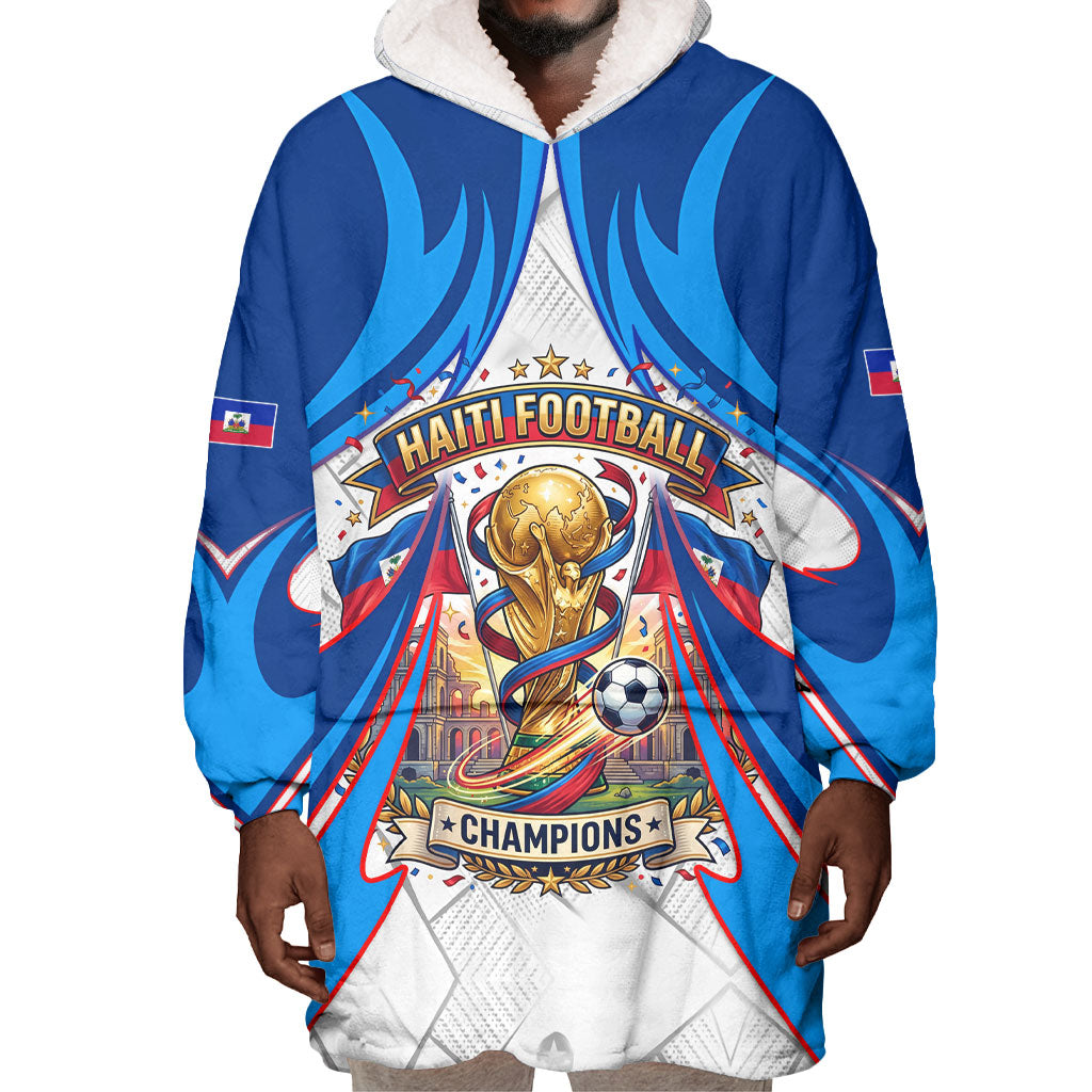 Personalized Haiti Football Champions Wearable Blanket Hoodie World Soccer Winning Trophy 2026