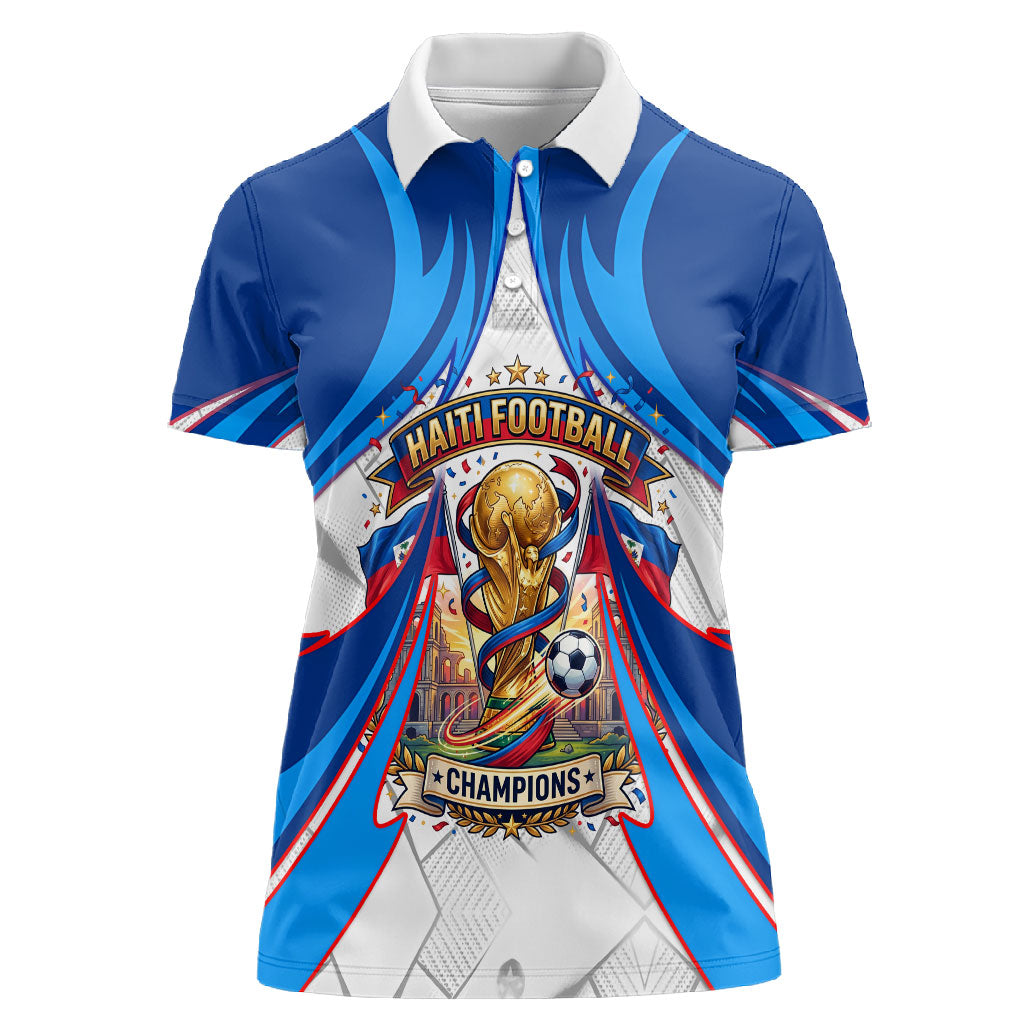 Personalized Haiti Football Champions Women Polo Shirt World Soccer Winning Trophy 2026
