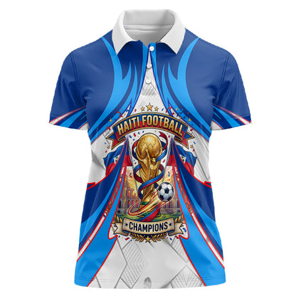 Personalized Haiti Football Champions Women Polo Shirt World Soccer Winning Trophy 2026