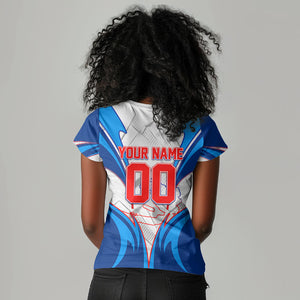 Personalized Haiti Football Champions Women V-Neck T-Shirt World Soccer Winning Trophy 2026