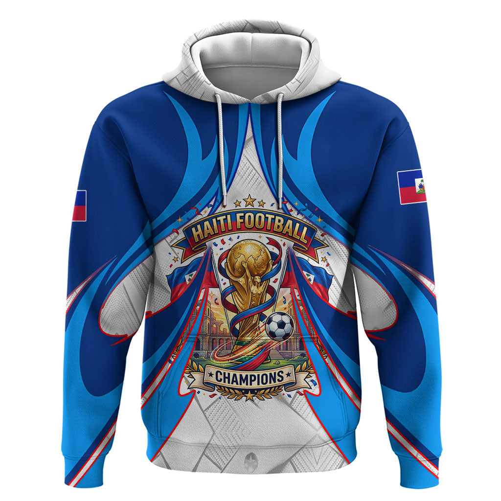 Personalized Haiti Football Champions Zip Hoodie World Soccer Winning Trophy 2026