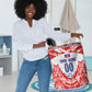 Custom Haiti Football Champions Laundry Basket Haitian Soccer Fan - Tanbou Drums Tropical Flowers