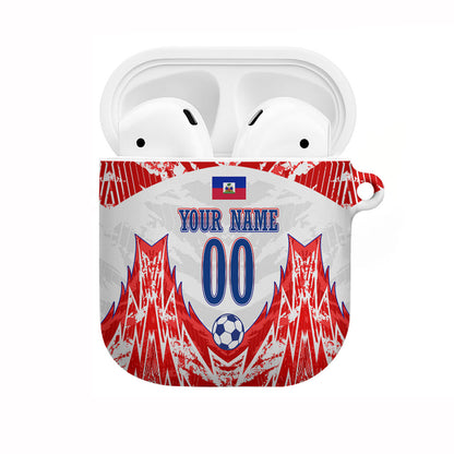 Custom Haiti Football Champions AirPods Case Haitian Soccer Fan - Tanbou Drums Tropical Flowers