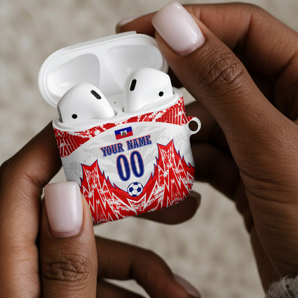 Custom Haiti Football Champions AirPods Case Haitian Soccer Fan - Tanbou Drums Tropical Flowers