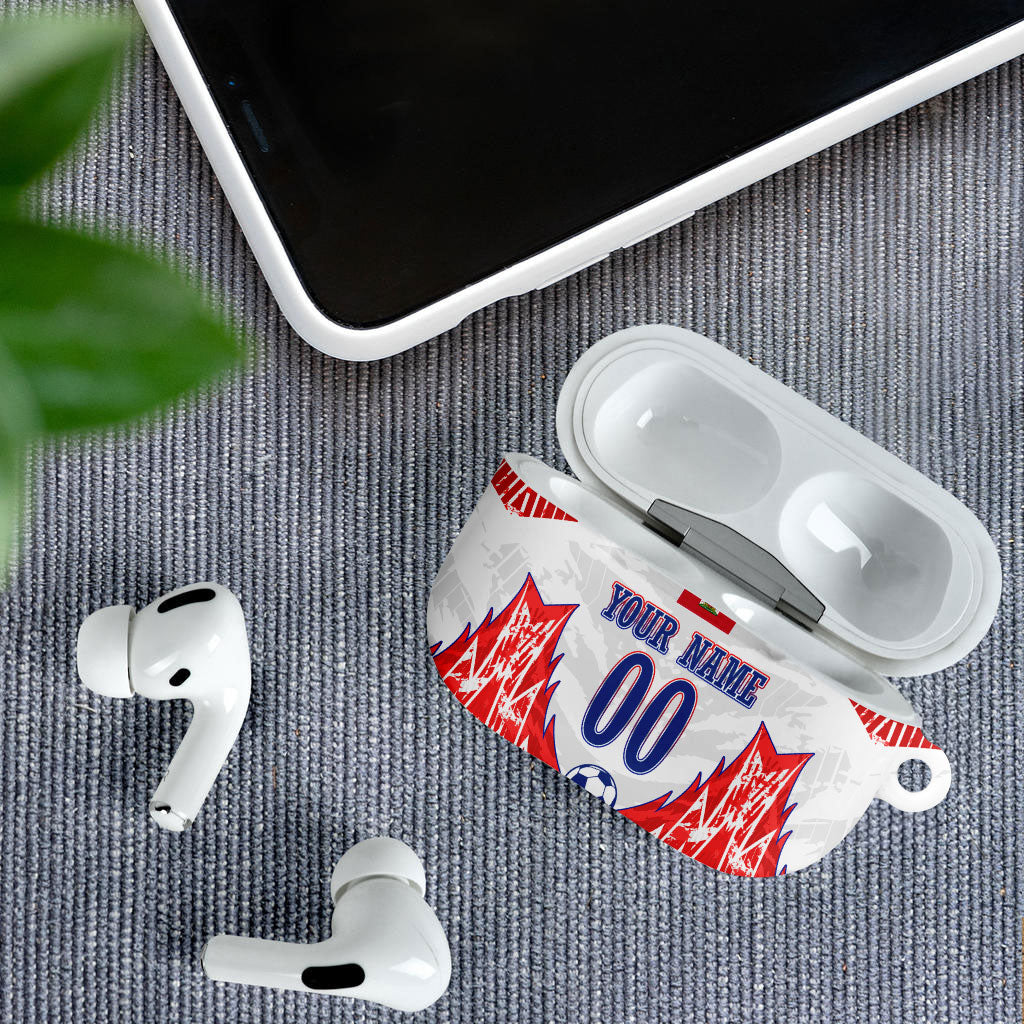 Custom Haiti Football Champions AirPods Case Haitian Soccer Fan - Tanbou Drums Tropical Flowers