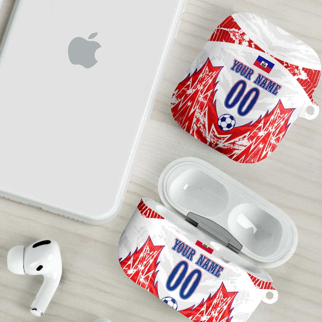 Custom Haiti Football Champions AirPods Case Haitian Soccer Fan - Tanbou Drums Tropical Flowers