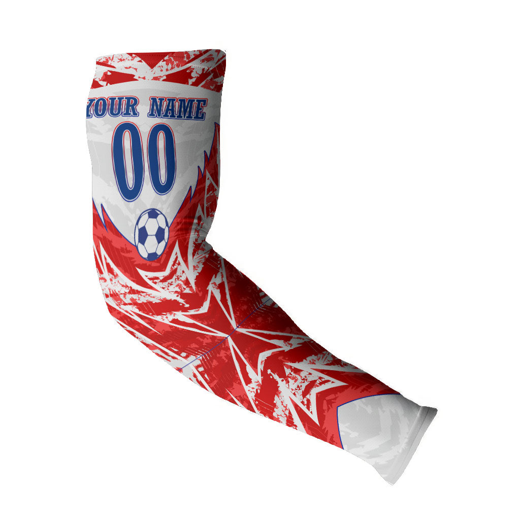 Custom Haiti Football Champions Arm Sleeves Haitian Soccer Fan - Tanbou Drums Tropical Flowers