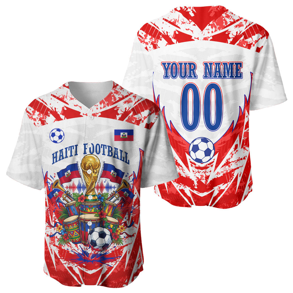 Custom Haiti Football Champions Baseball Jersey Haitian Soccer Fan - Tanbou Drums Tropical Flowers