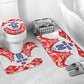 Custom Haiti Football Champions Bathroom Set Haitian Soccer Fan - Tanbou Drums Tropical Flowers