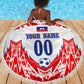 Custom Haiti Football Champions Beach Blanket Haitian Soccer Fan - Tanbou Drums Tropical Flowers