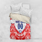 Custom Haiti Football Champions Bedding Set Haitian Soccer Fan - Tanbou Drums Tropical Flowers