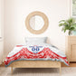 Custom Haiti Football Champions Bedding Set Haitian Soccer Fan - Tanbou Drums Tropical Flowers
