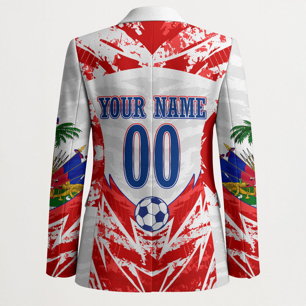 Custom Haiti Football Champions Blazer Haitian Soccer Fan - Tanbou Drums Tropical Flowers