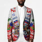 Custom Haiti Football Champions Blazer Haitian Soccer Fan - Tanbou Drums Tropical Flowers