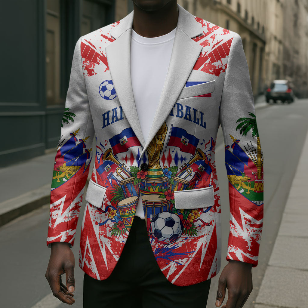 Custom Haiti Football Champions Blazer Haitian Soccer Fan - Tanbou Drums Tropical Flowers