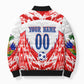 Custom Haiti Football Champions Bomber Puffer Jacket Haitian Soccer Fan - Tanbou Drums Tropical Flowers