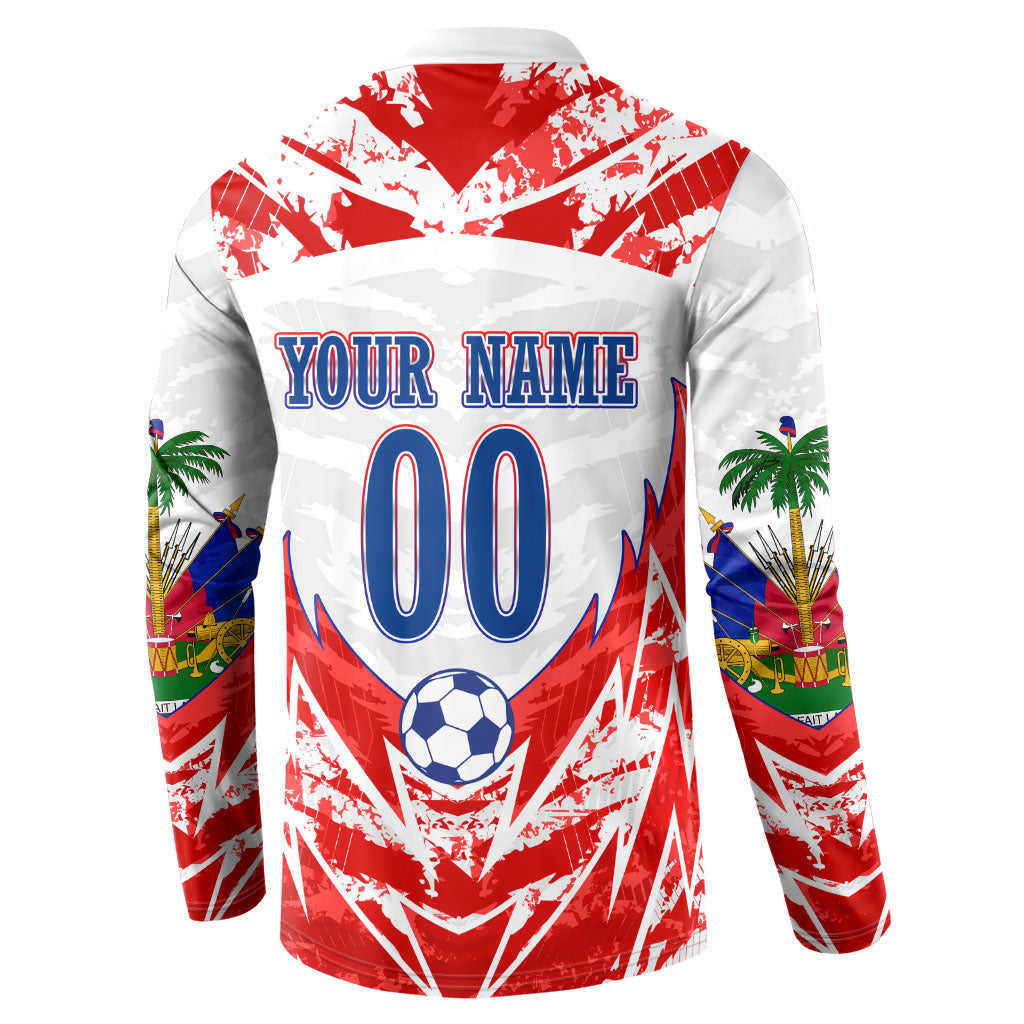 Custom Haiti Football Champions Button Sweatshirt Haitian Soccer Fan - Tanbou Drums Tropical Flowers